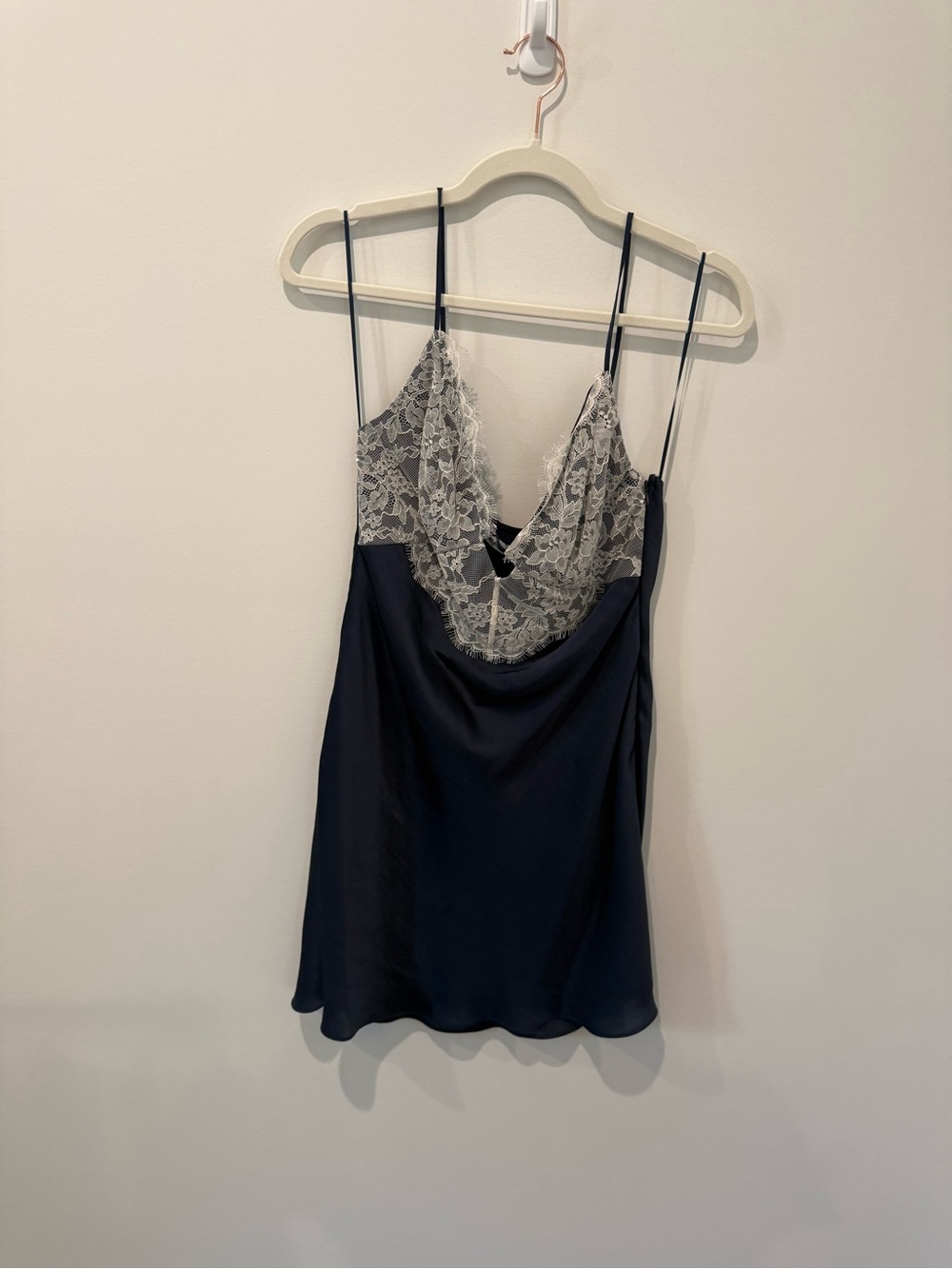 Abercrombie & Fitch Navy Slip Dress with Ivory Lace